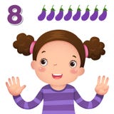 Learn number and counting with kid’s hand showing the number e